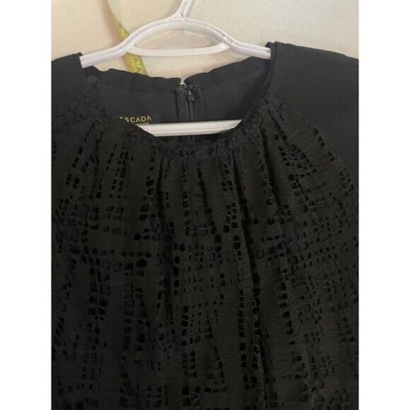 Escada Black Eyelet Lace Sheath Dress Size 38 US 6 8 - Picture 4 of 5